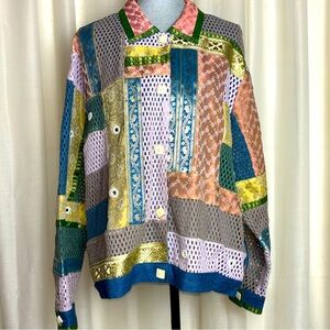 220 Hickory Vintage Boho Patchwork Lightweight Denim Jean Jacket